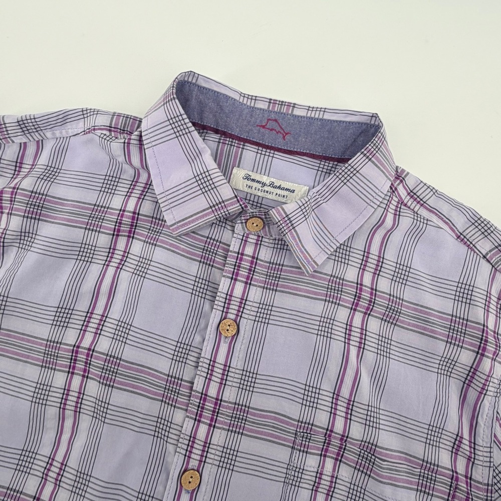 Tommy Bahama The Coconut Point Shirt Plaid Short Sleeve XL Purple - Picture 1 of 7